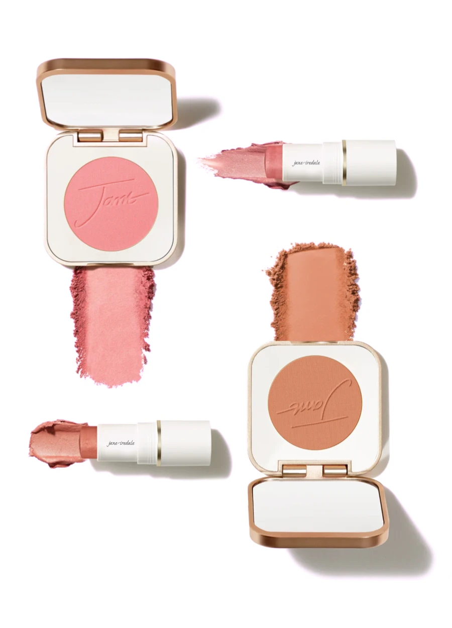 Eine Gruppen von verschiedenen Rouge von der Marke Jane Iredale - bei Claresco Cosmetic