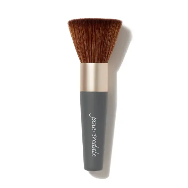 jane iredale The Handi Brush, runder Puderpinsel mit flacher Spitze und kurzem grauem Griff