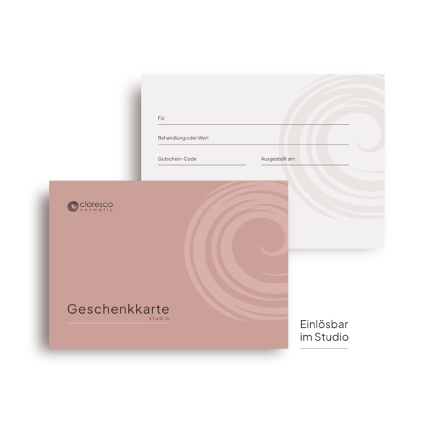 Geschenkgutschein Karte von Claresco Cosmetic - einlösbar im Studio in 73669 Reichenbach