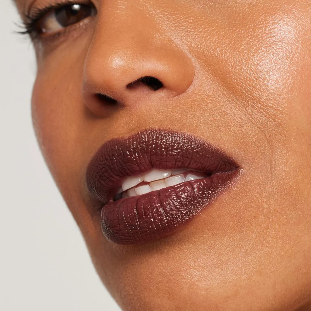 Auf den Lippen den ColorLuxe Lippenstift von janeiredale in der Farbe Espresso - bei Claresco Cosmetic kaufen